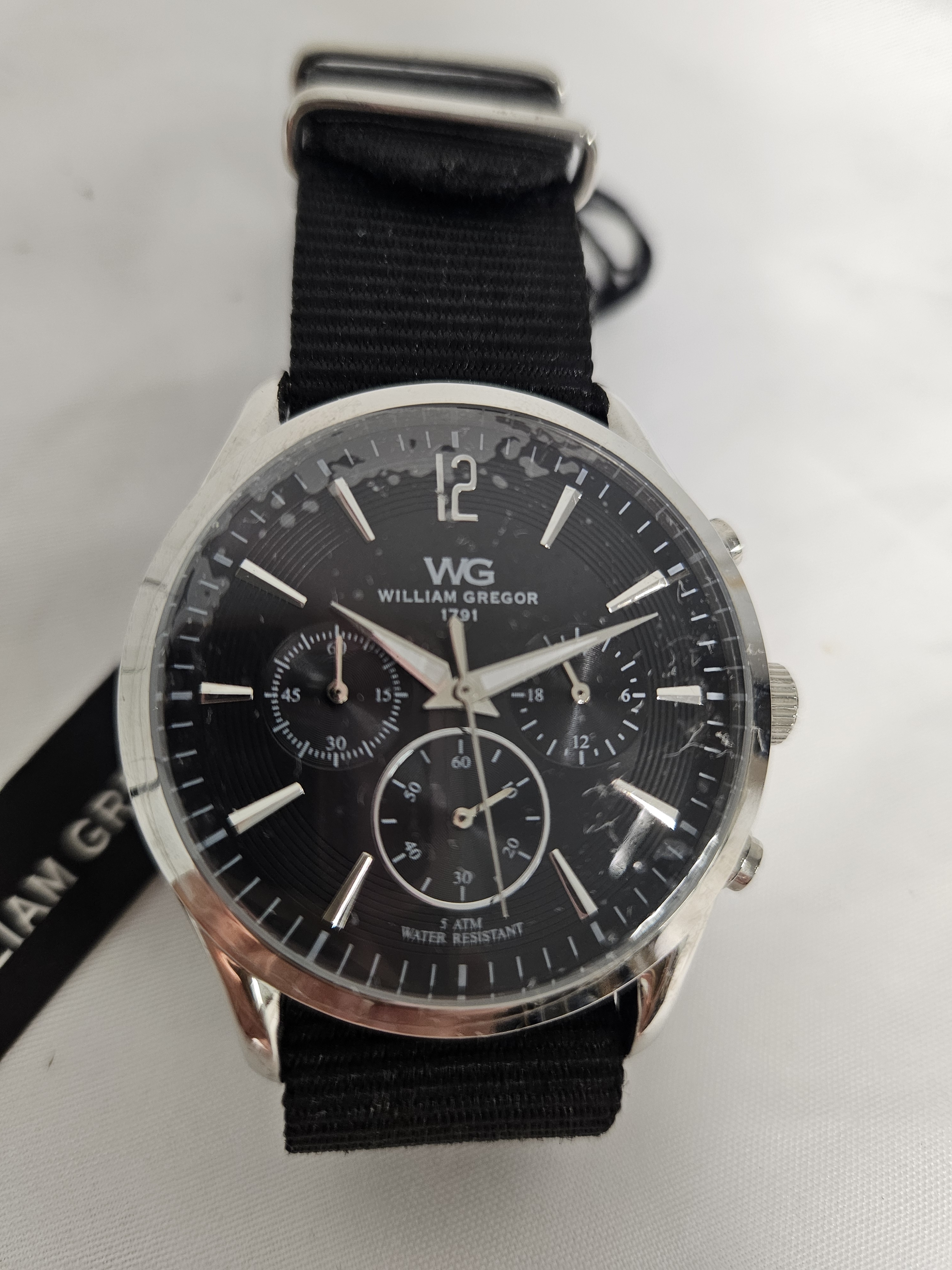 William Gregor Black Dial Mens Chronograph Watch